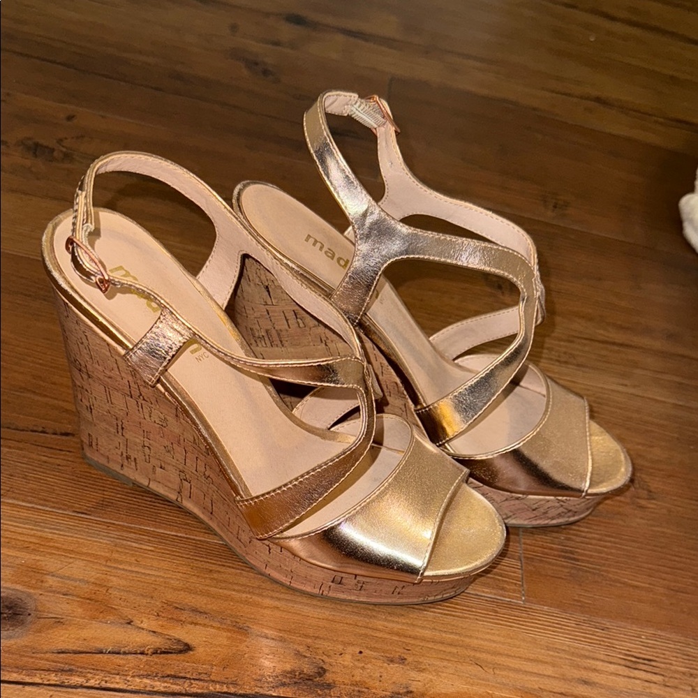 FINAL OFFER Rose Gold Wedges with Ankle Strap